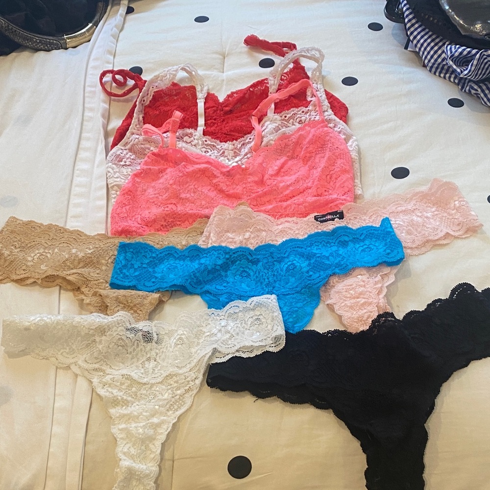 3 Cosabella Lace Bralettes. 9 Cosabella Lace Thongs. All SZ. S